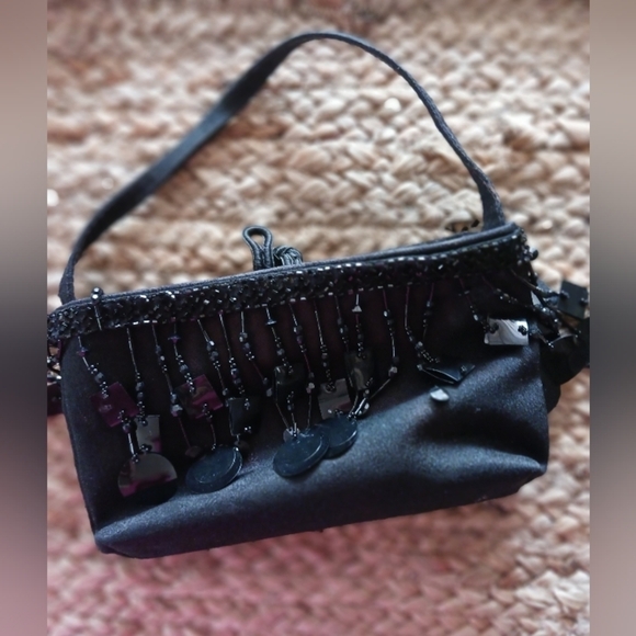 Handbags - Black Beaded Evening  Bag